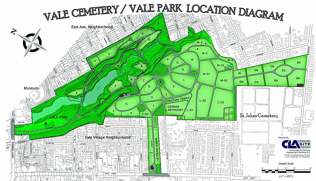 map of Vale Cemetery